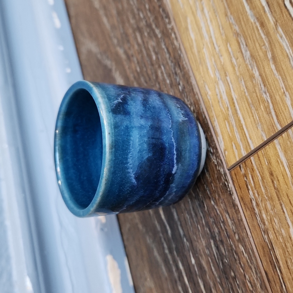 Whitefish Pottery Blue Purple Teal Mini Bowl Cup 2006